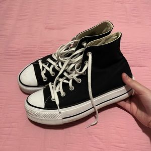 LIKE NEW Worn twice black platform converse